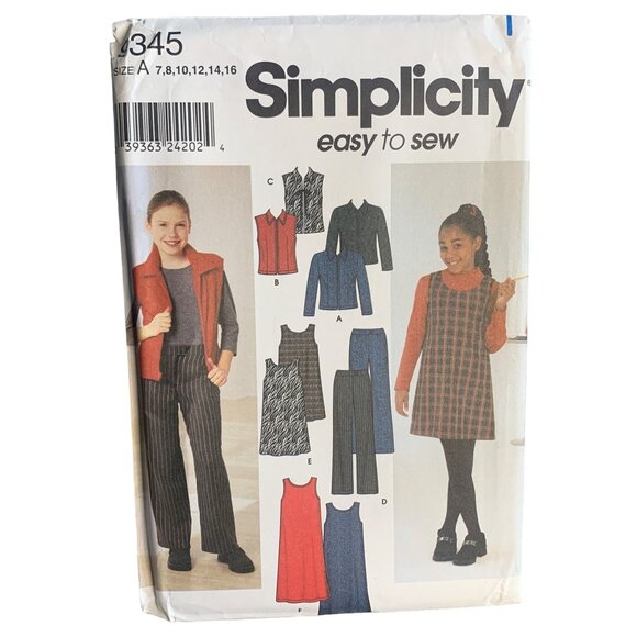Simplicity Girls Jacket Vest Pants Jumper Sewing Pattern Sz7-16 9345 - Uncut - Picture 1 of 4